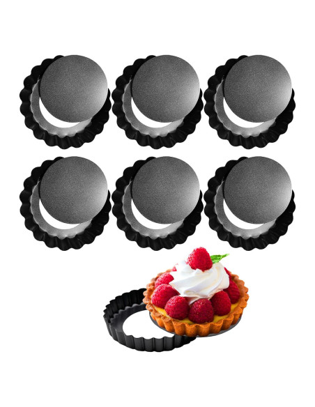 Paquete de 6 Moldes para Tartas CFGUK 10 cm Antiadherente