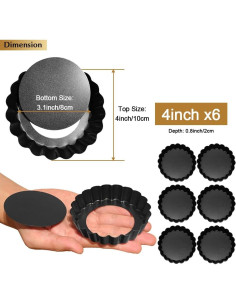 Paquete de 6 Moldes para Tartas CFGUK 10 cm Antiadherente 2