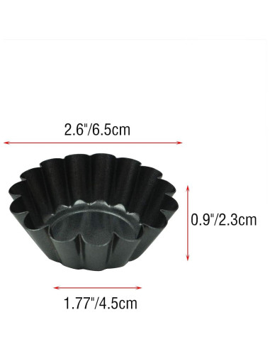 12 Moldes de Tartas de Huevo Proshopping 6.5cm Antiadherente