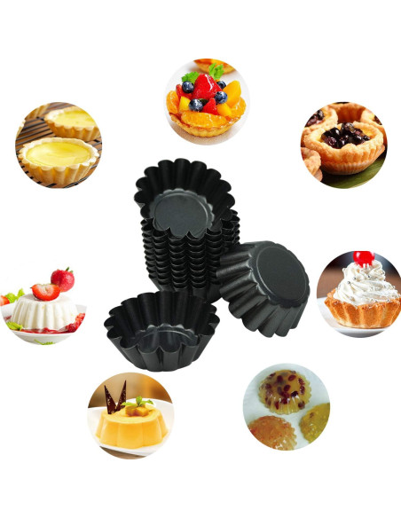 12 Moldes de Tartas de Huevo Proshopping 6.5cm Antiadherente