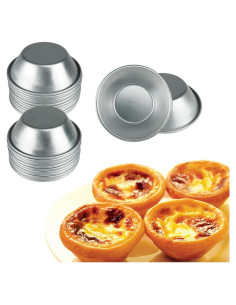 Moldes de Tarta de Huevo Weilan 25 Pcs Aluminio Reutilizables