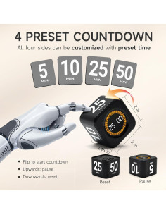 Temporizador Pomodoro Exlliy Cubo Negro 5-50 Minutos 2