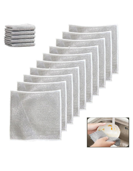 10 Trapos de Cocina WFWJ Reutilizables 20x20cm Sin Rayones