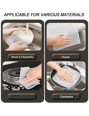 10 Trapos de Cocina WFWJ Reutilizables 20x20cm Sin Rayones