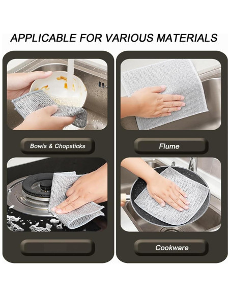 10 Trapos de Cocina WFWJ Reutilizables 20x20cm Sin Rayones