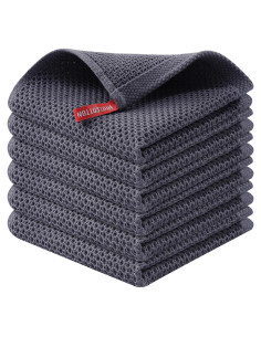 Paños de Cocina Kitinjoy 100% Algodón 6 Piezas 30x30 cm Gris