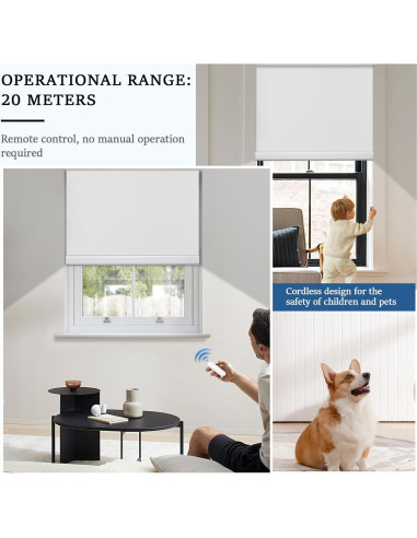 Cortina enrollable motorizada Grandekor 34x72 cm blanca