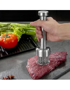 Ablandador de Carne Acero Inoxidable HN SHINING con Cepillo 2