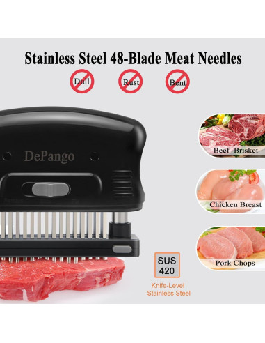 Ablandador de Carne DePango 48 Cuchillas Acero Inoxidable