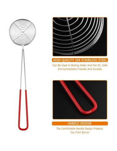 8 Cucharones Coladores Acero Inoxidable Heqishun 27 cm