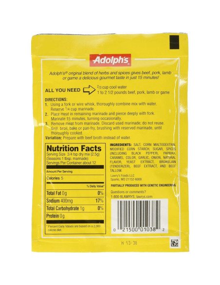 Marinada Original Adolph 4 paquetes 113 g cada uno