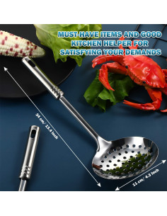 Cucharón Colador Acero Inoxidable Boao 34 cm 2 Piezas 2