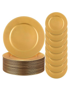 Jinei 36 Platos Cargadores Redondos Oro 33 cm Decoración
