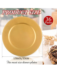 Jinei 36 Platos Cargadores Redondos Oro 33 cm Decoración 2