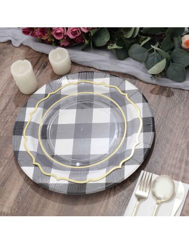 10 Platos Cargadores Desechables Efavormart 33 cm Cuadros