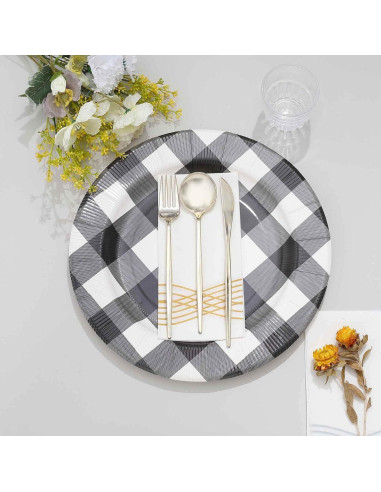 10 Platos Cargadores Desechables Efavormart 33 cm Cuadros