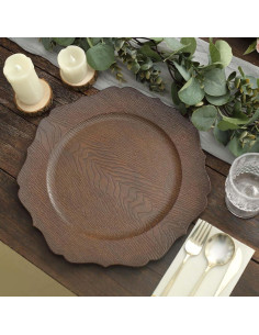 Platos Cargadores Acrílicos Efavormart 33 cm 6 Unidades Marrón 2