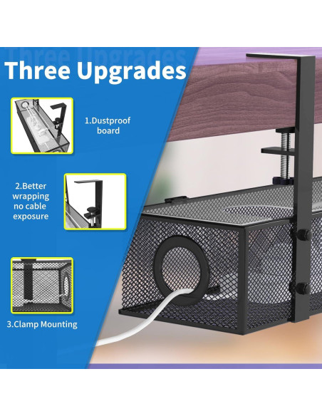 Organizador de Cables Bajo Escritorio Acero al Carbono