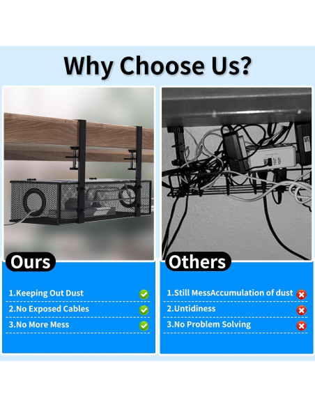 Organizador de Cables Bajo Escritorio Acero al Carbono