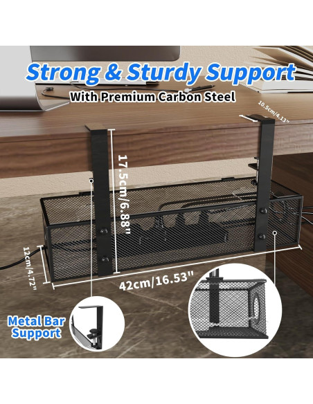 Organizador de Cables Bajo Escritorio Acero al Carbono