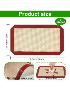 Paquete de 4 Tapetes de Silicona Reutilizables YEXEXINM 24.3x14.2cm 2