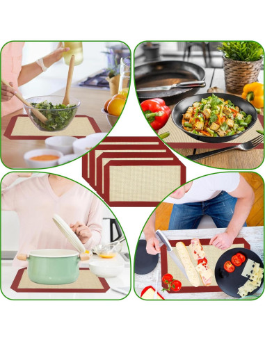 Paquete de 4 Tapetes de Silicona Reutilizables YEXEXINM 24.3x14.2cm