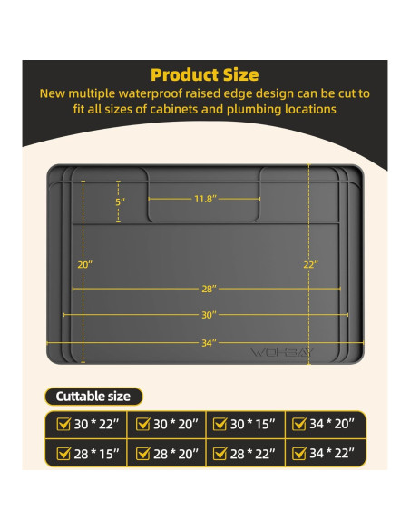 Alfombrilla recortable para fregadero Wohbay 86x55 cm gris