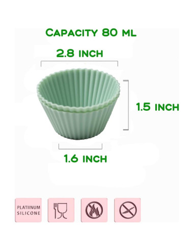 16 Moldes de Silicona QELEG para Cupcakes Reutilizables