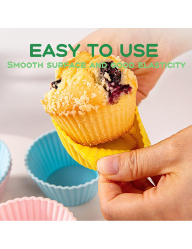 16 Moldes de Silicona QELEG para Cupcakes Reutilizables