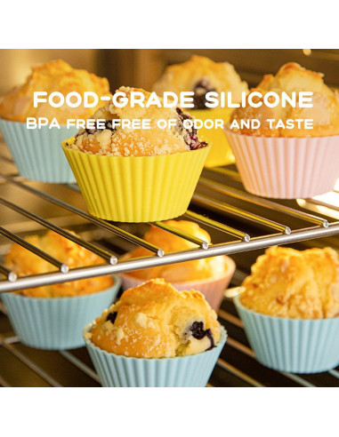 16 Moldes de Silicona QELEG para Cupcakes Reutilizables