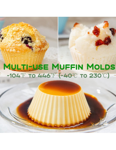 16 Moldes de Silicona QELEG para Cupcakes Reutilizables