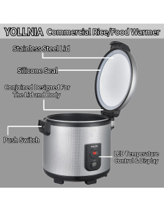Calentador de Arroz Comercial YOLLNIA 18L Portátil 130W 2