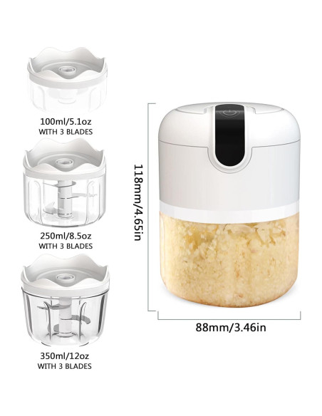 Picadora de Alimentos Mini Pogeair Inalámbrica 3 Tazas 100/250/350ml