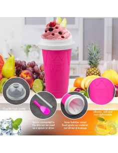 Taza Slushie Honbuty Rosa 350ml Silicona Reutilizable 2
