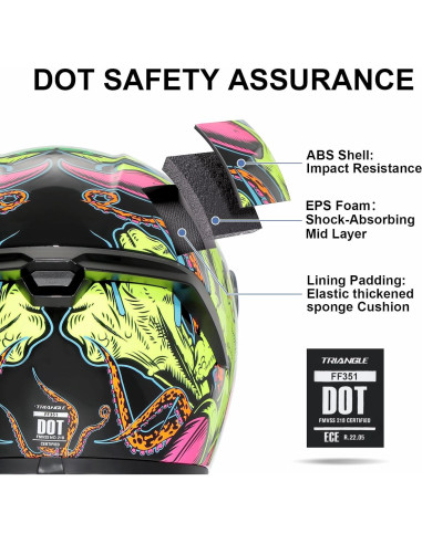 Casco Integral TRIANGLE FF351 Doble Visor Solar Amarillo