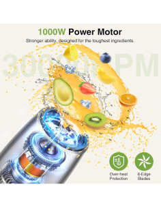 Licuadora Personal KOIOS 1000W con 2 Tazas de 650ml 2