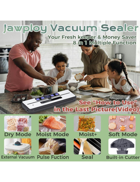 Máquina de Sellado al Vacío Jawploy AP-25 8 en 1 con 15 Bolsas