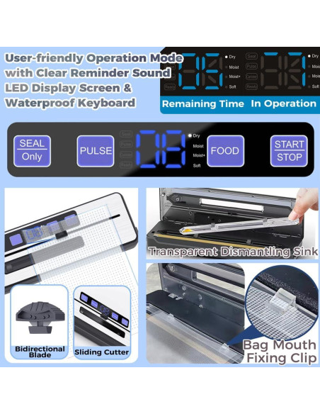 Máquina de Sellado al Vacío Jawploy AP-25 8 en 1 con 15 Bolsas
