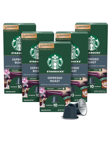 Cápsulas de Espresso Tostado Oscuro Starbucks Nespresso 50 Unidades