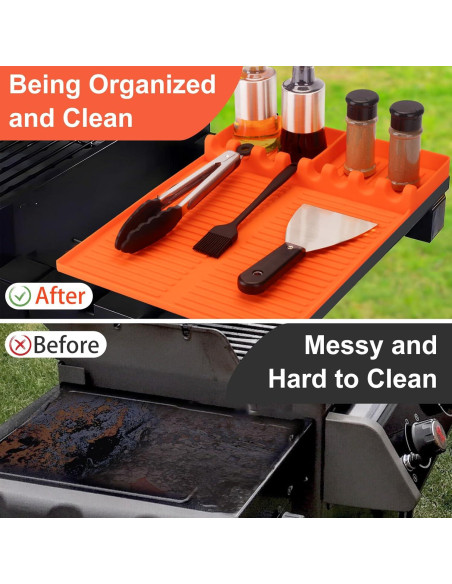 Alfombrilla de Silicona GOSALISU para Parrilla 41x28cm Naranja