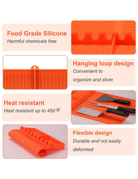 Alfombrilla de Silicona GOSALISU para Parrilla 41x28cm Naranja