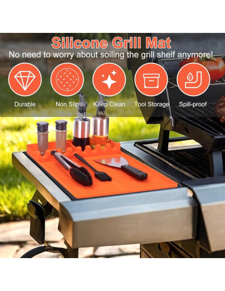 Alfombrilla de Silicona GOSALISU para Parrilla 41x28cm Naranja
