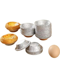 60 Bandejas Desechables Aluminio JCFUHONG Redondas 7.69cm 2