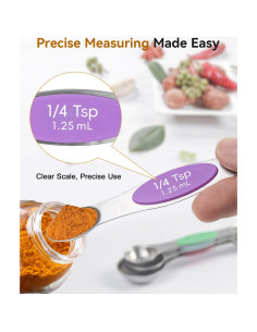 Juego de Cucharas Medidoras Magnéticas SUNRAYNEST 6 Pzas Acero Inoxidable 2