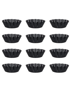 12 Moldes Mini para Tartas Healeved Antiadherentes 7,6 cm