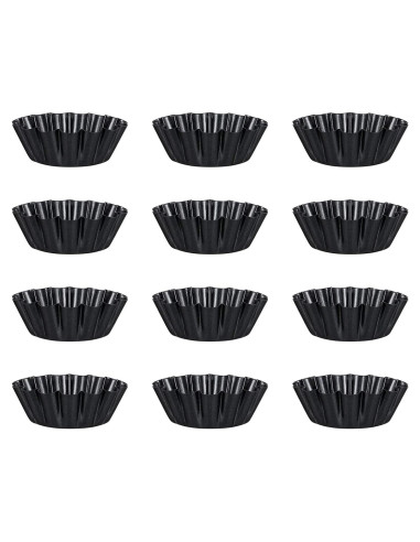 12 Moldes Mini para Tartas Healeved Antiadherentes 7,6 cm