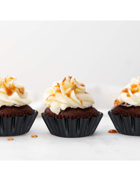 12 Moldes Mini para Tartas Healeved Antiadherentes 7,6 cm