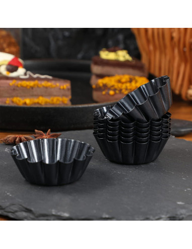 12 Moldes Mini para Tartas Healeved Antiadherentes 7,6 cm