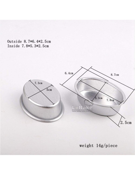 10 Moldes de Huevo Aluminio LoBake 6.4x8.7cm para Postres