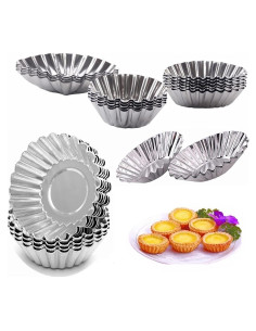 Moldes de Tartas de Huevo UpTuoLi 10 Pcs Acero Inoxidable